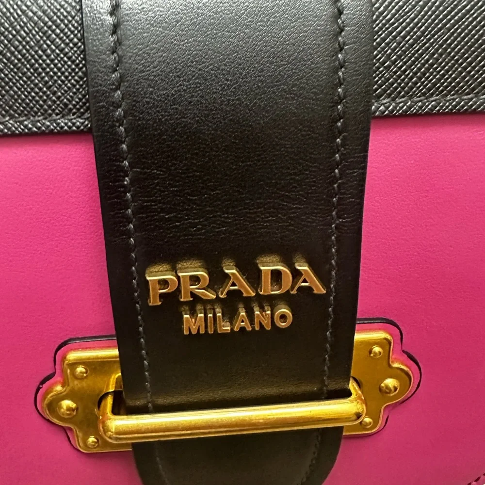 Pink and Black Leather PRADA Crossbody Bag - Picture 5 of 10